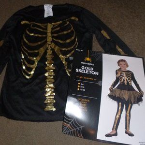 Girls Gold Skeleton Halloween Costume-Skirt & Leggings Size 4/6 8/10 10/12 NWT